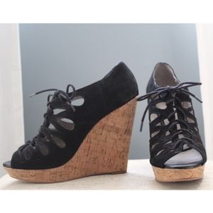 Black Lace Up Wedges